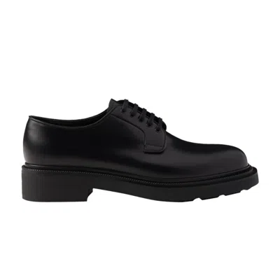 Pre-owned Prada Brushed Leather Derby 'black'