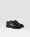 Prada Brushed Leather `derby` Shoes In Black