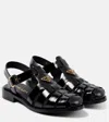 Prada Calf Leather Fisherman Sandals In Black