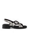 Prada Crisscross Calfskin Leather Sandal