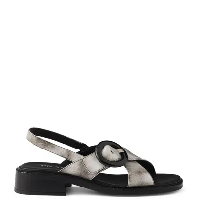 PRADA BRUSHED LEATHER HEELED SANDALS