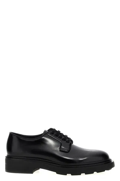 Prada Brushed Leather Lace-up Shoes Lace Up Shoes Black