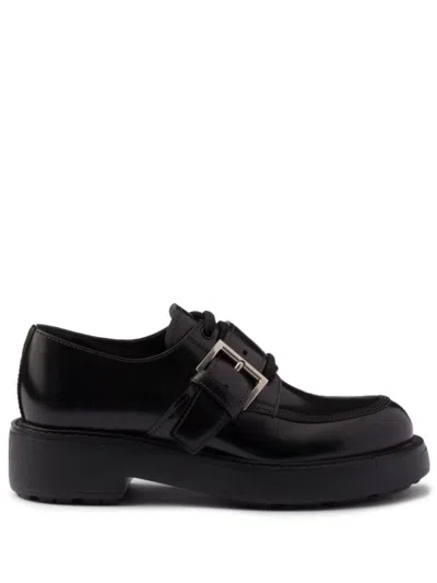 PRADA PRADA BRUSHED LEATHER LACE-UP SHOES