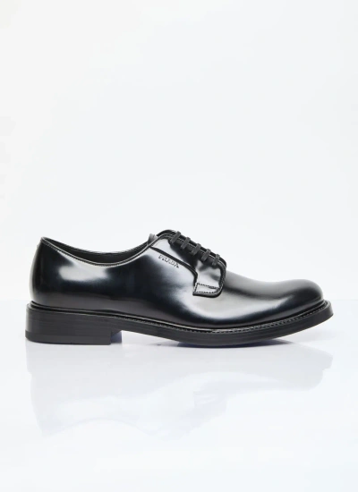 Prada Brushed Leather Lace-up Shoes In Black