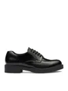Prada Brushed Leather Lace-up Shoes In Black