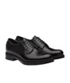 Prada Lace-up Leather Derbies In Black