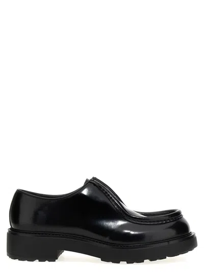 Prada Brushed Leather Lace-up Shoes Lace Up Shoes Black