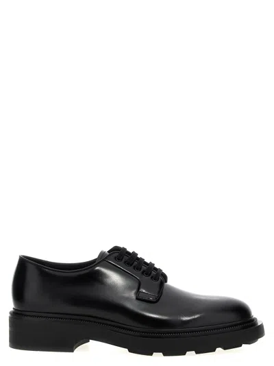 Prada Brushed Leather Lace-up Shoes Lace Up Shoes Black
