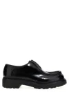 Prada Brushed Leather Lace-up Shoes Lace Up Shoes Black In Black