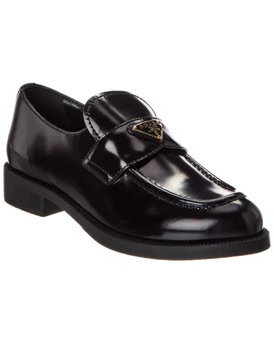 Prada Brushed Leather Loafer In Brown
