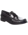 Prada Leather Ruched Penny Loafers In Black