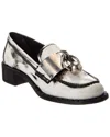 Prada Metallic Leather Loafers In White