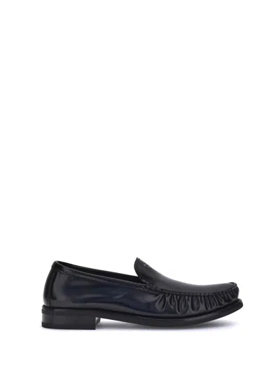 Prada Brushed Leather Loafers Shoes In Black