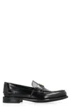 Prada Triangular Plaque Loafers In Black