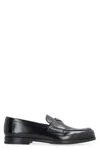 Prada Black Brushed Calf Leather Loafers In Black