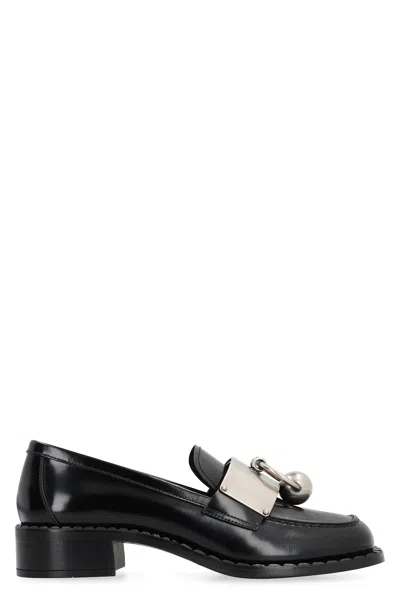 Prada Brushed Leather Loafers In Black