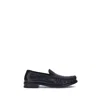 Prada Polished Leather Flat Shoes In Black