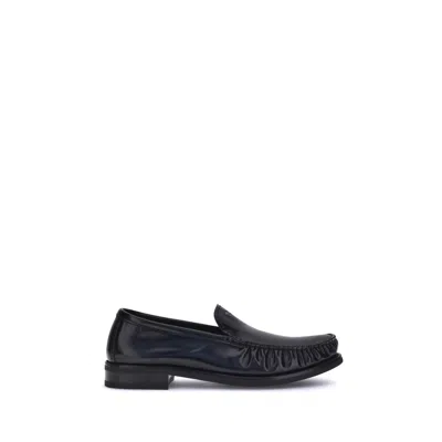 Prada Brushed Leather Loafers In Black