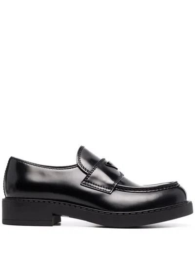 PRADA PRADA BRUSHED LEATHER LOAFERS
