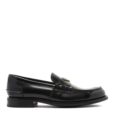 PRADA PRADA BRUSHED LEATHER LOAFERS
