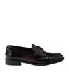 Prada Brushed Leather Loafers In Black