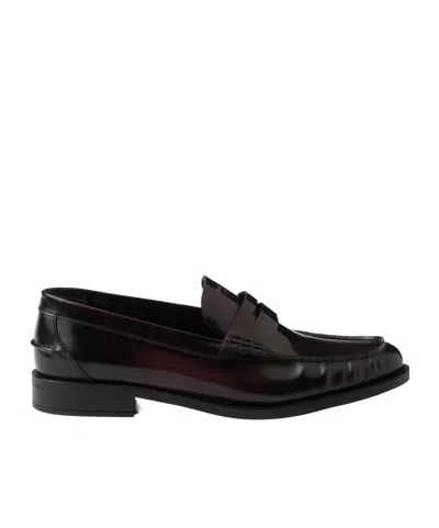 PRADA BRUSHED LEATHER LOAFERS