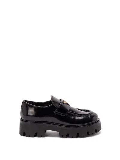 PRADA BRUSHED LEATHER LOAFERS