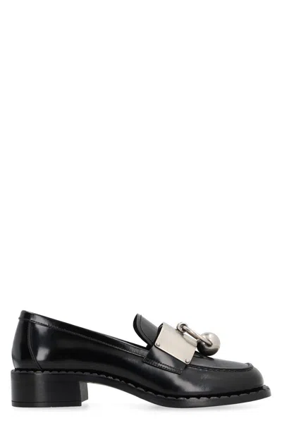 Prada Brushed Leather Loafers In Black