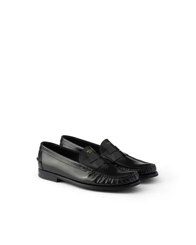 Prada Loafer Aus Gebürstetem Leder In Black