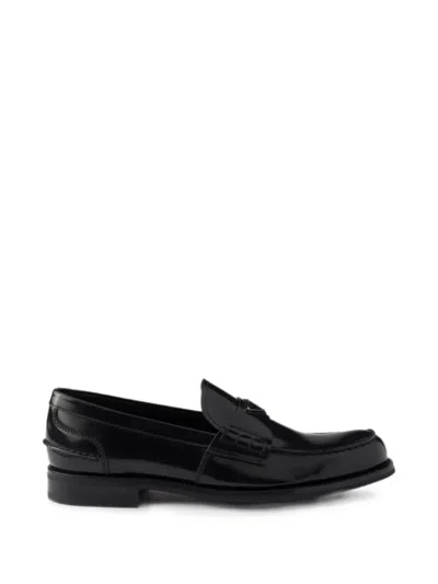 Prada 8731750 Black Calf Leather Loafers In Multi