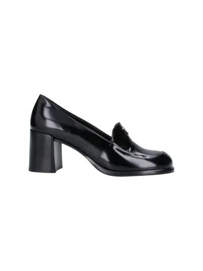 Prada Brushed Leather Loafers In Black