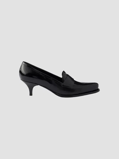 Prada Brushed Leather Loafers In Black