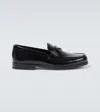 Prada Black Brushed Calf Leather Loafers In Black