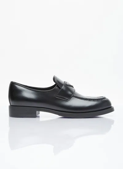 Prada Brushed Leather Loafers In Black