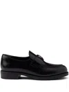 Prada Logo-plaque Leather Loafers In Black
