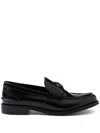 Prada Logo-plaque Leather Loafers In Black