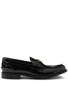Prada Loafers Brushed Leather Elastic Gusset In Black