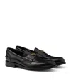 Prada Chocolate Brushed Leather Loafers In Black