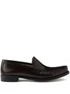 Prada Brushed Leather Loafers In Brown