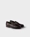 Prada Brushed Leather Loafers In Brown