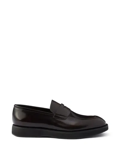 Prada Brushed Leather Loafers In Multi