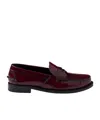 Prada Brushed-leather Loafers In Crimson