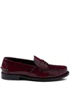 Prada Brushed-leather Loafers In Red