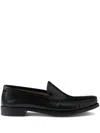 Prada Women Dark Brown Leather Loafers In Schwarz