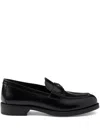 Prada Brushed Leather Loafers In Schwarz