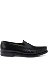 Prada Brushed Leather Loafers Shoes In Black