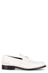 Prada Triangle Logo Brushed Leather Loafers In White