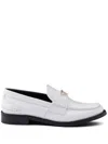 Prada Calf Leather White Loafers With Logo Embellishment In White