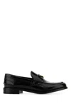 Prada Brushed Leather Loafers With Leather Band In Black