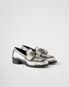 Prada Mocassini In Pelle Bianca  Donna In Silver